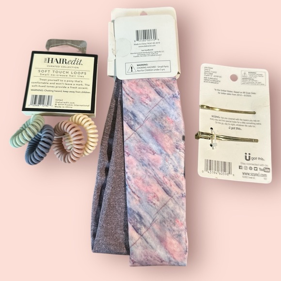 Scünci Headbands - Pink and Gray, Coil Hair Ties & Scünci Daisy Bobby Pins - Picture 3 of 4